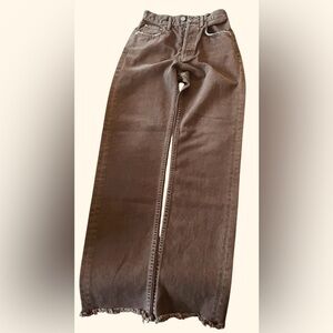 Moussy Wide-Leg Flare Jeans in Brown